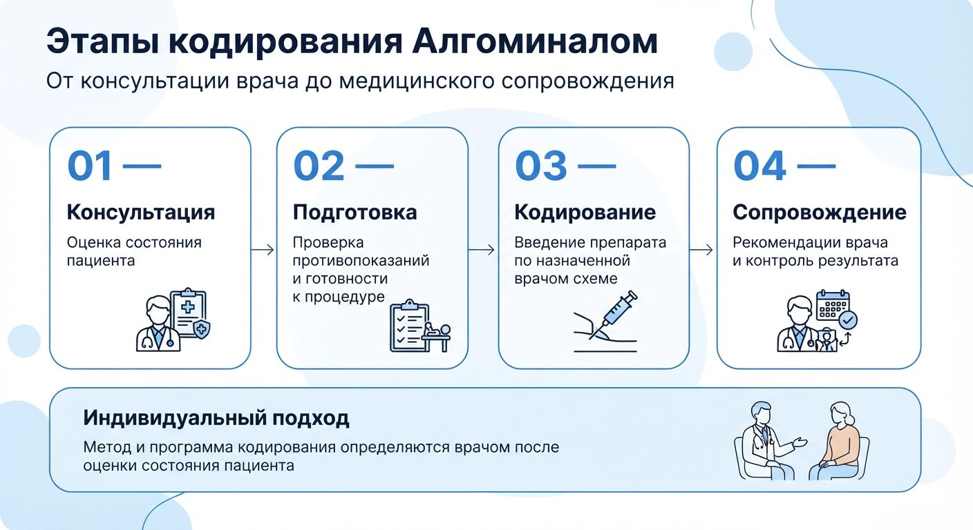 Кодирование препаратом «Алгоминал» в Ирбите инфографика